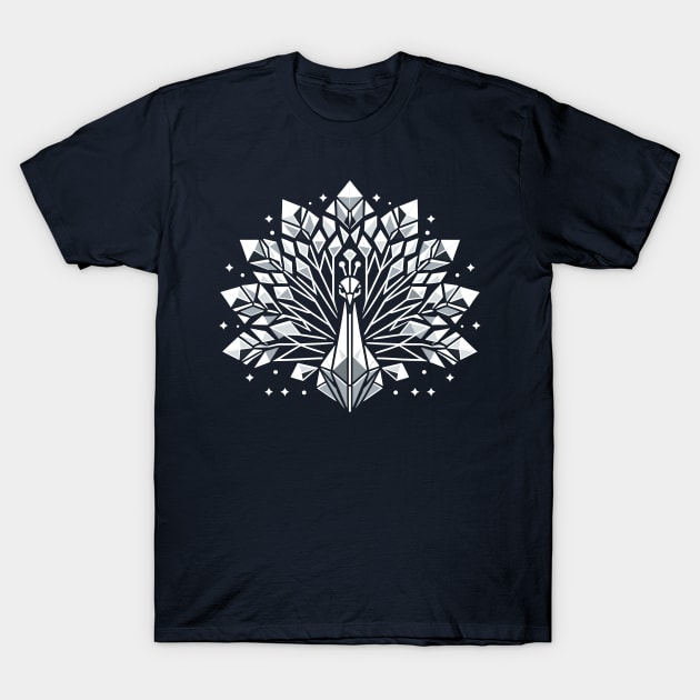 Geometric Crystal Peacock T-Shirt by The Tee Bizarre